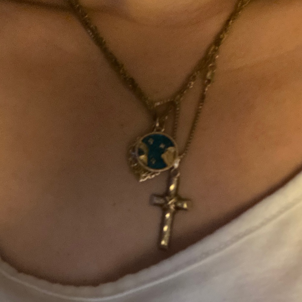 Zodiac (PISCES) ♓️Gold Necklace with Blue Pendant (Pisces)